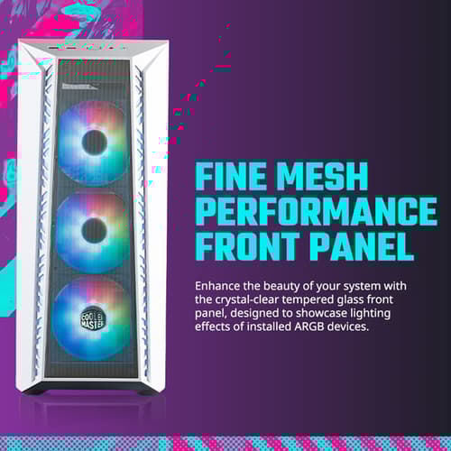 Cooler Master MasterBox 520 Mesh ARGB White E-ATX Mid Tower Case
